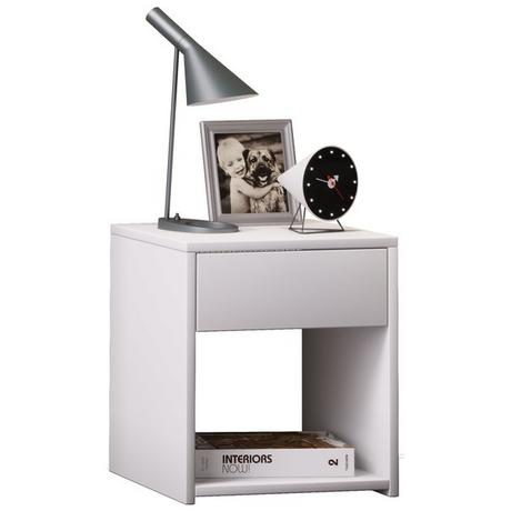 VCM Nachtschrank | Maße Nachttisch ca. H. 40 x B. 35 x T. 35 cm | Schublade und offenes Fach | Nachttisch - Sledo Mini  
