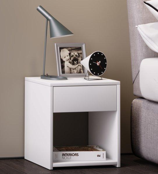 VCM Nachtschrank | Maße Nachttisch ca. H. 40 x B. 35 x T. 35 cm | Schublade und offenes Fach | Nachttisch - Sledo Mini  