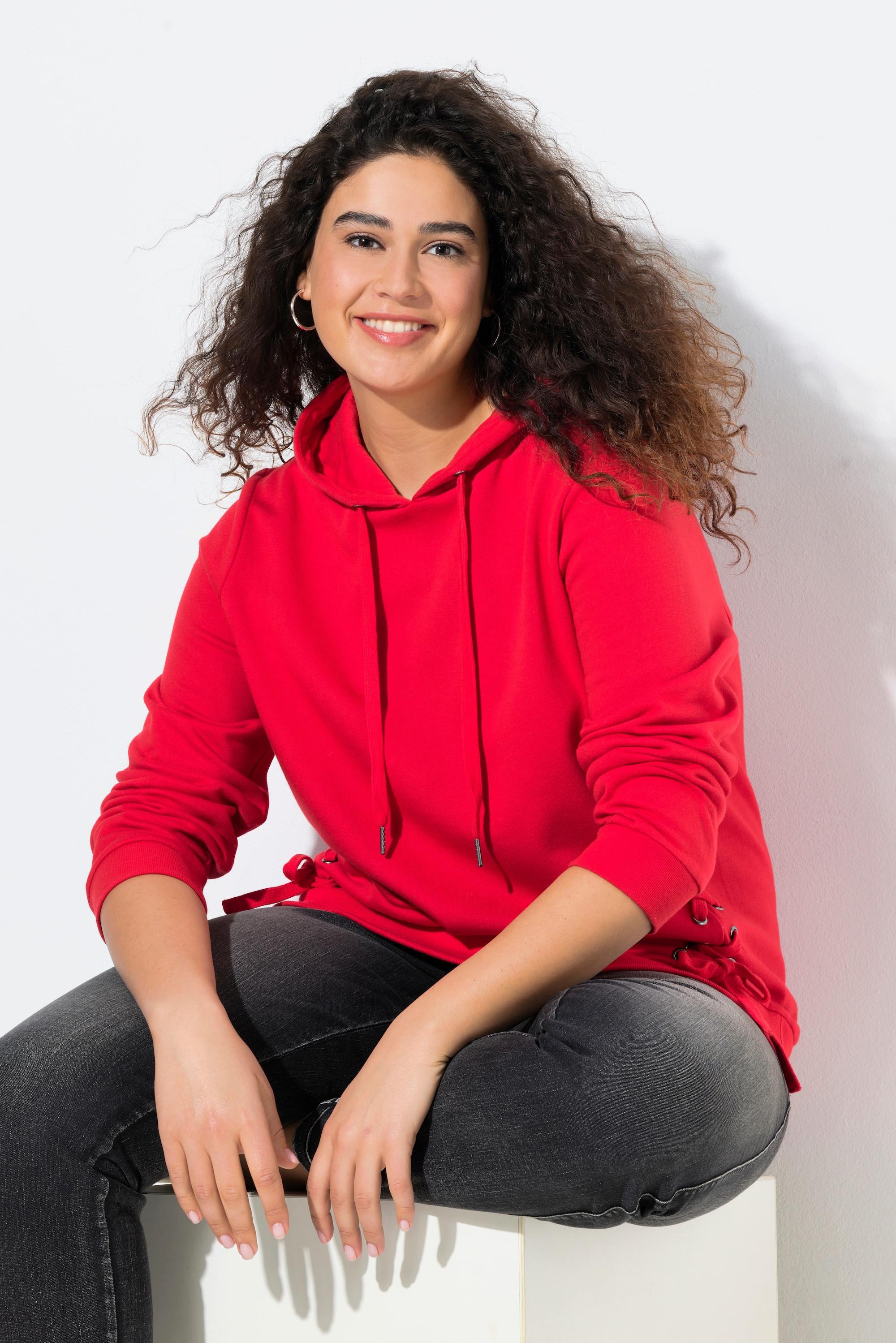 Ulla Popken Hoodie Zierschnürung Kapuze Langarm  