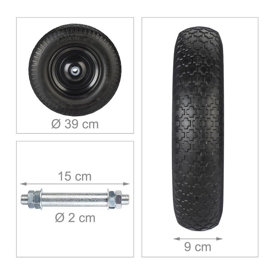 B2X  Roue pour brouette 4.00-8 avec essieu 