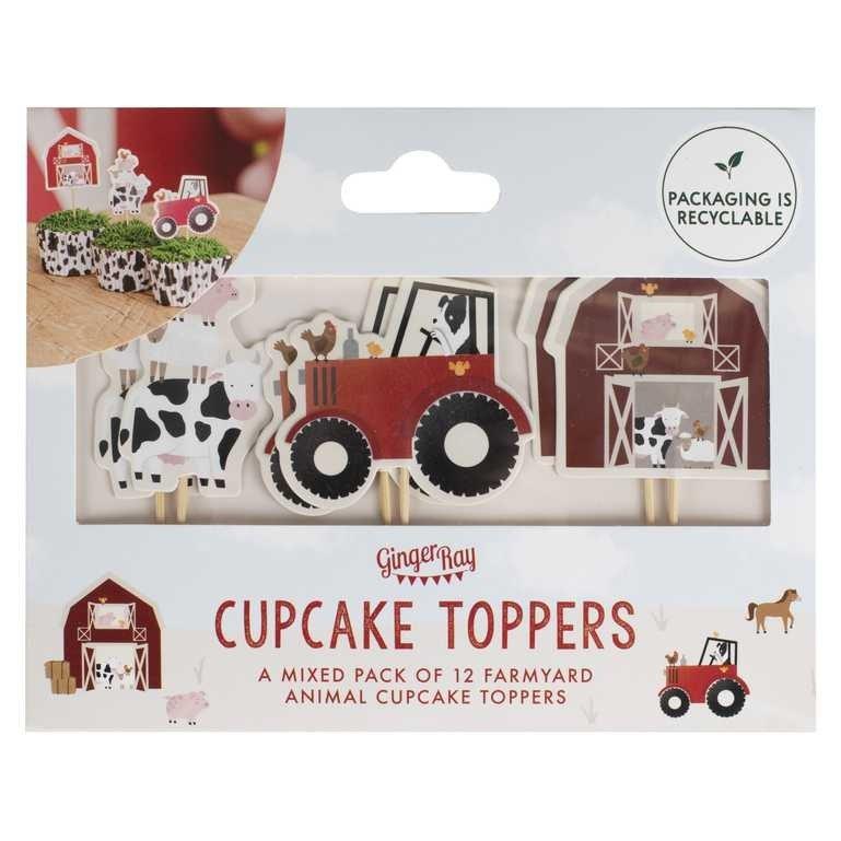 Ginger Ray Cupcake Toppers Animaux de la Ferme  