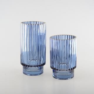 Aulica VASE BLEU FONCE BORD DORE H.15CM  