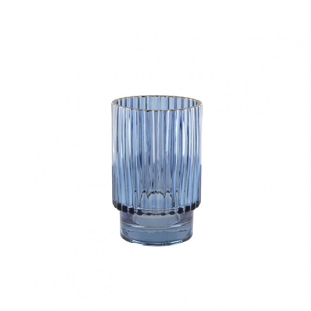 Aulica VASE BLEU FONCE BORD DORE H.15CM  