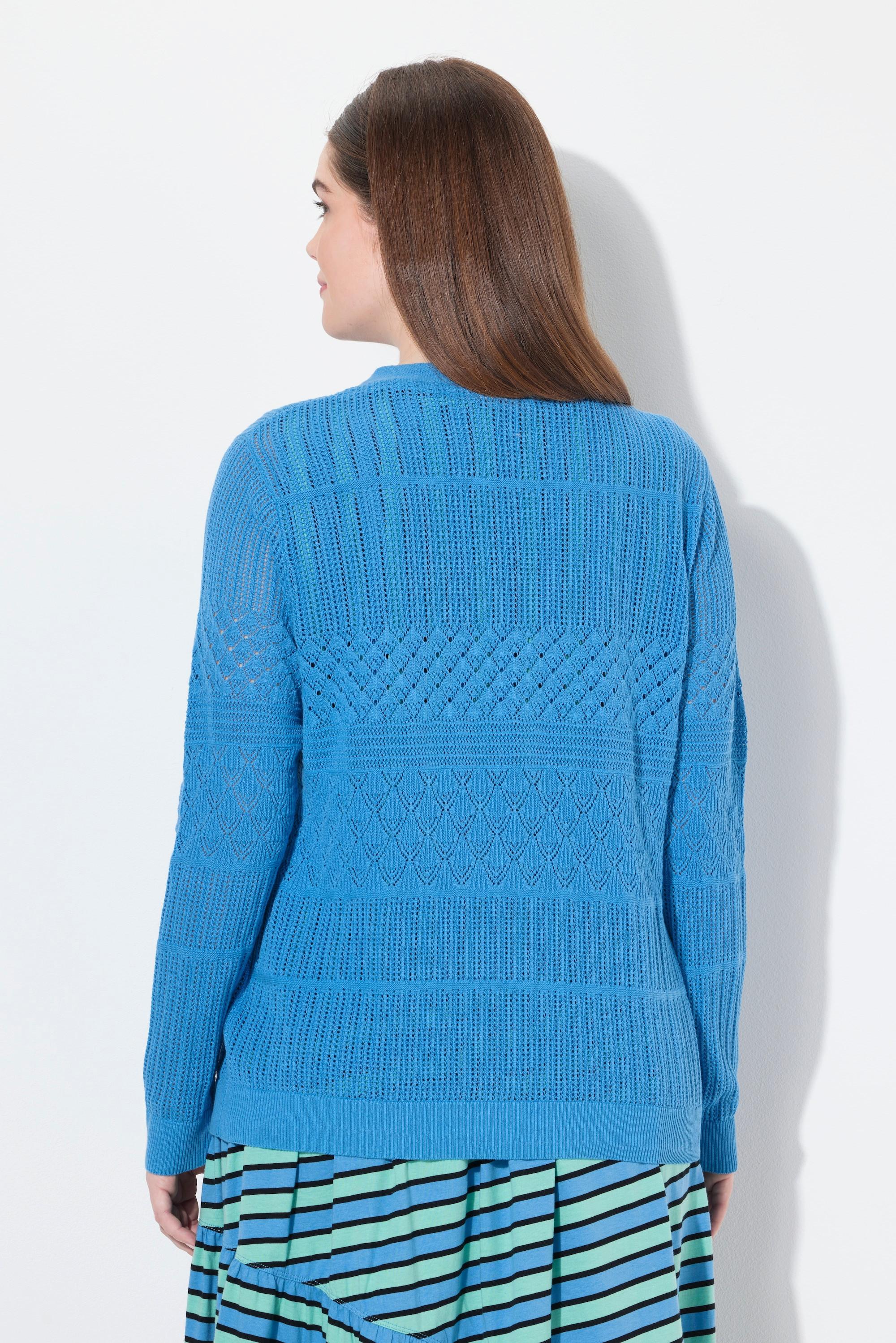 Ulla Popken Cardigan Ajour Col V Manches Longues  