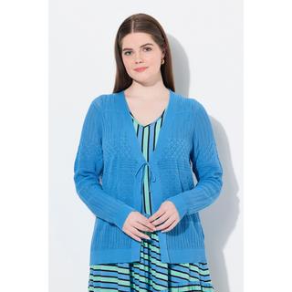 Ulla Popken Cardigan Ajour Col V Manches Longues  