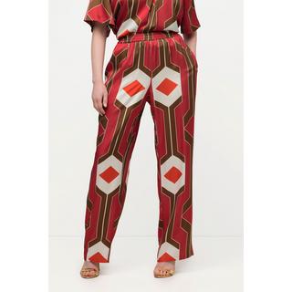 Ulla Popken Pantaloni Design Retrò Gamba Larga Cintura Elastica  