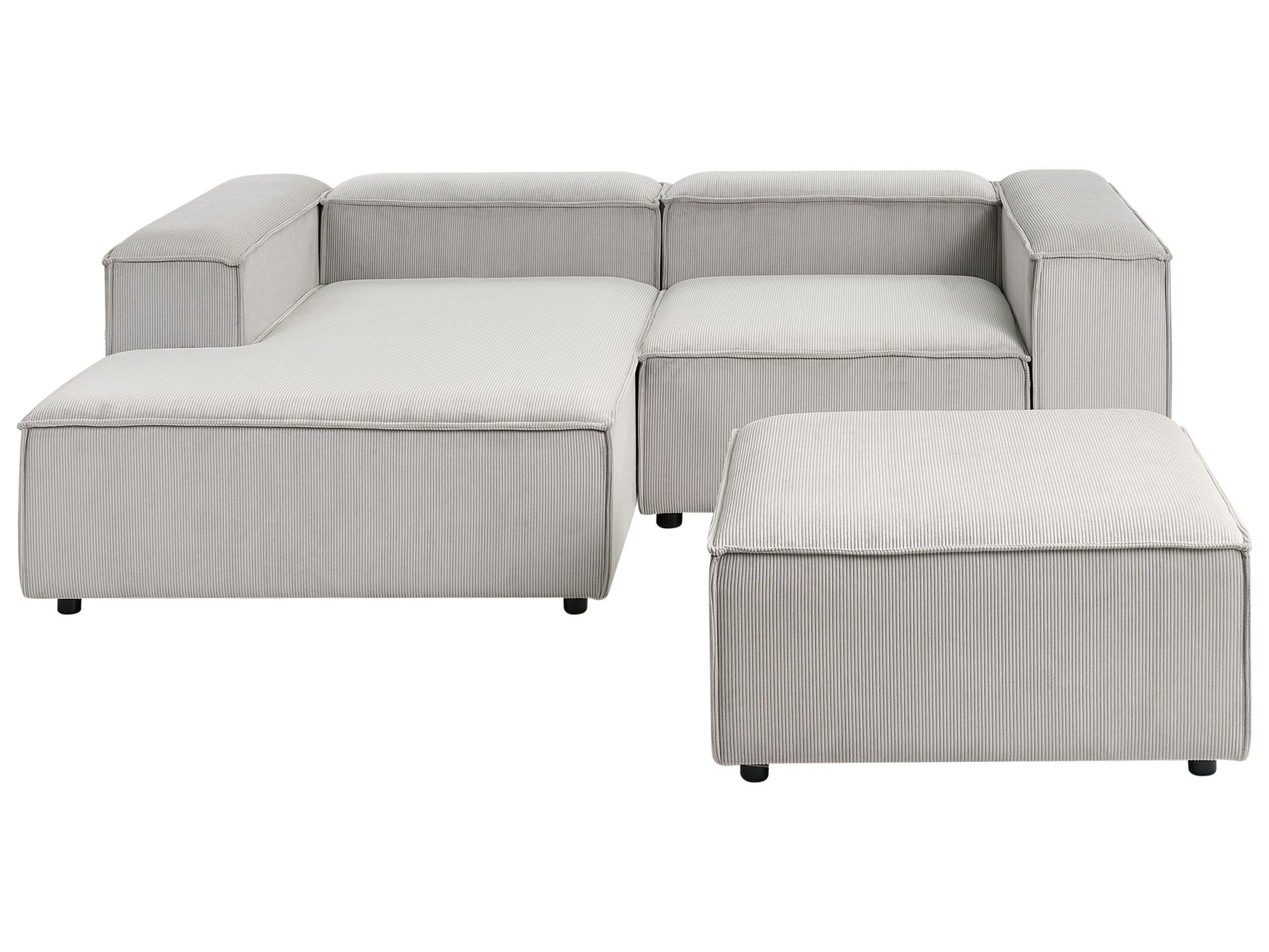 Beliani Canapé d'angle côté droit avec ottoman en Velours côtelé Moderne ARDAL  