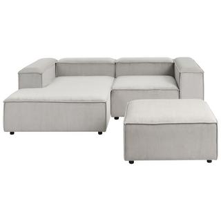 Beliani Canapé d'angle côté droit avec ottoman en Velours côtelé Moderne ARDAL  
