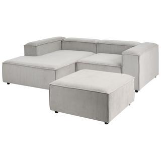 Beliani Canapé d'angle côté droit avec ottoman en Velours côtelé Moderne ARDAL  