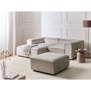 Beliani Canapé d'angle côté droit avec ottoman en Velours côtelé Moderne ARDAL  