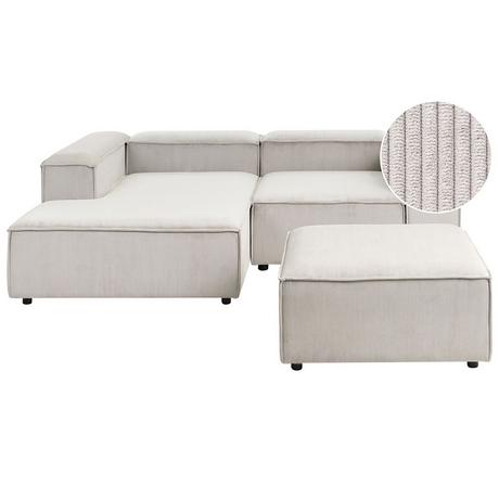 Beliani Canapé d'angle côté droit avec ottoman en Velours côtelé Moderne ARDAL  
