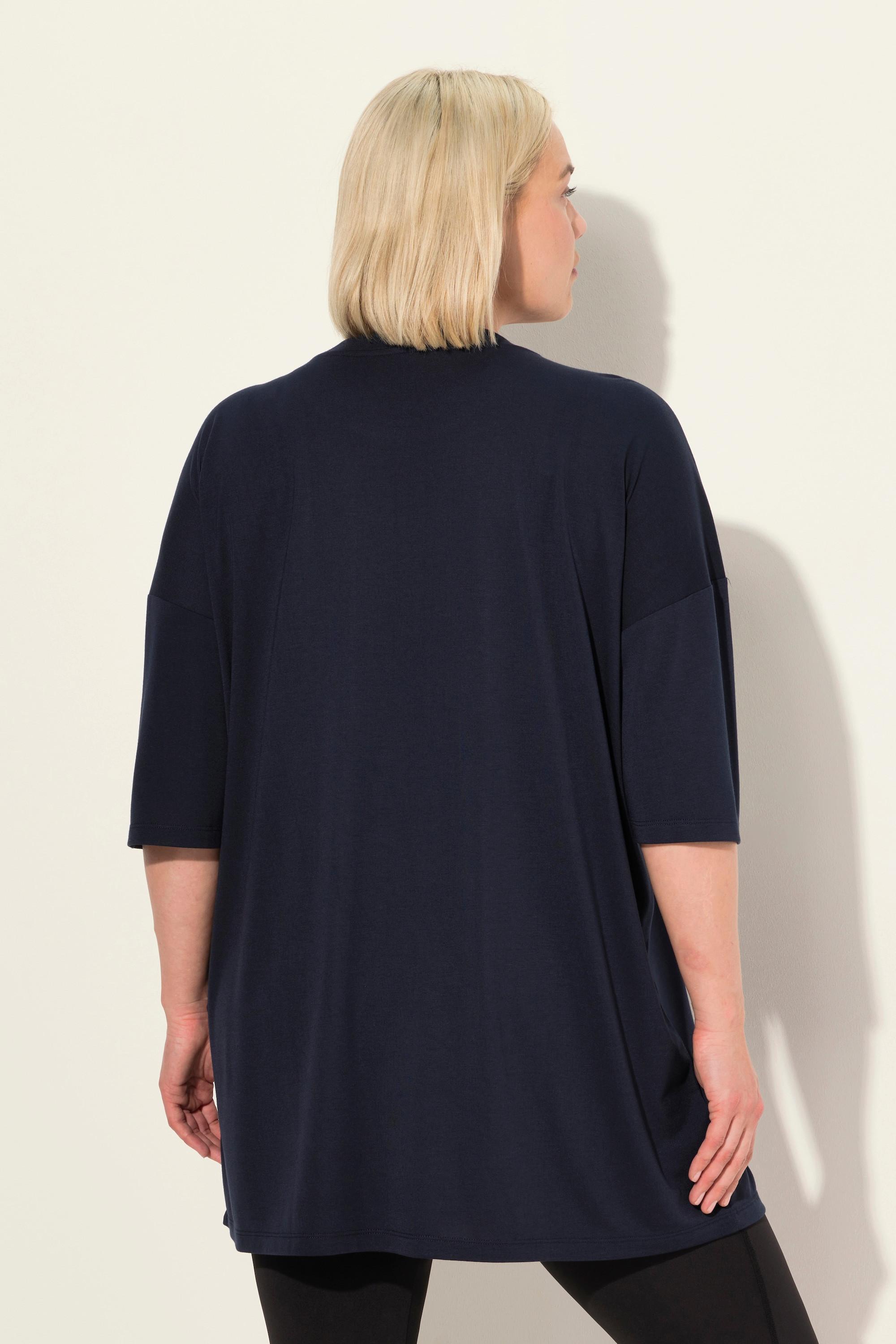 Ulla Popken  Maglia dal taglio lungo e oversize con finissaggio antibatterico, scollo a girocollo e mezze maniche 