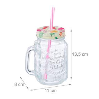 Northix 8er-Set Trinkgläser mit Deckel Flamingo  