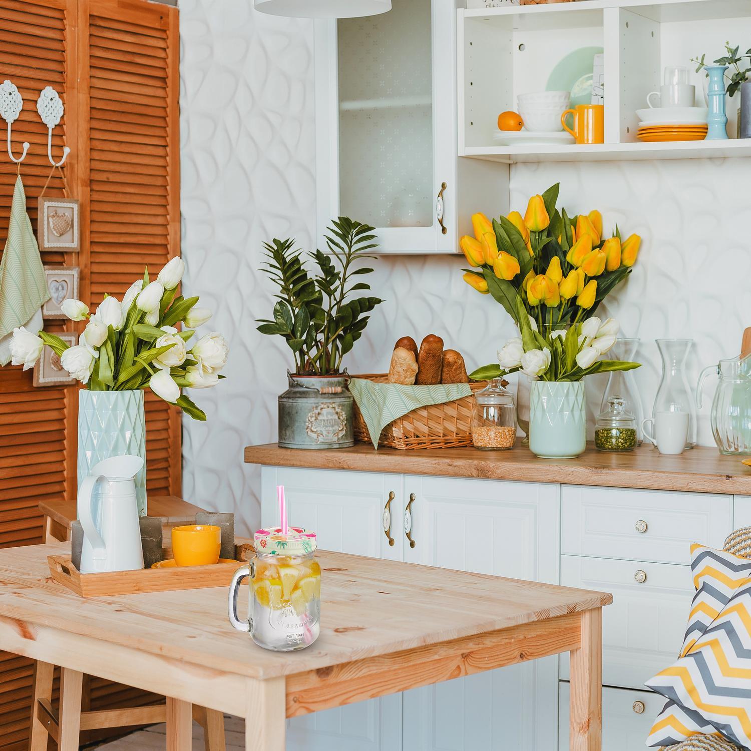 Northix 8er-Set Trinkgläser mit Deckel Flamingo  