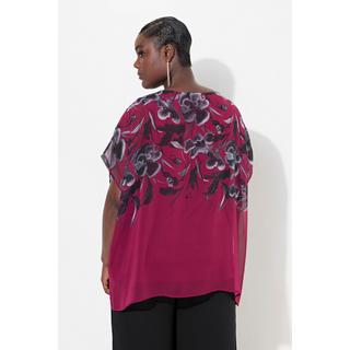 Ulla Popken  Blouse oversize, effet de superposition, col rond et manches courtes 