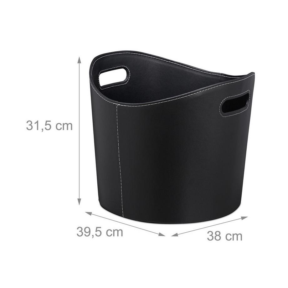 B2X Panier à bois de chauffage en cuir artificiel noir  