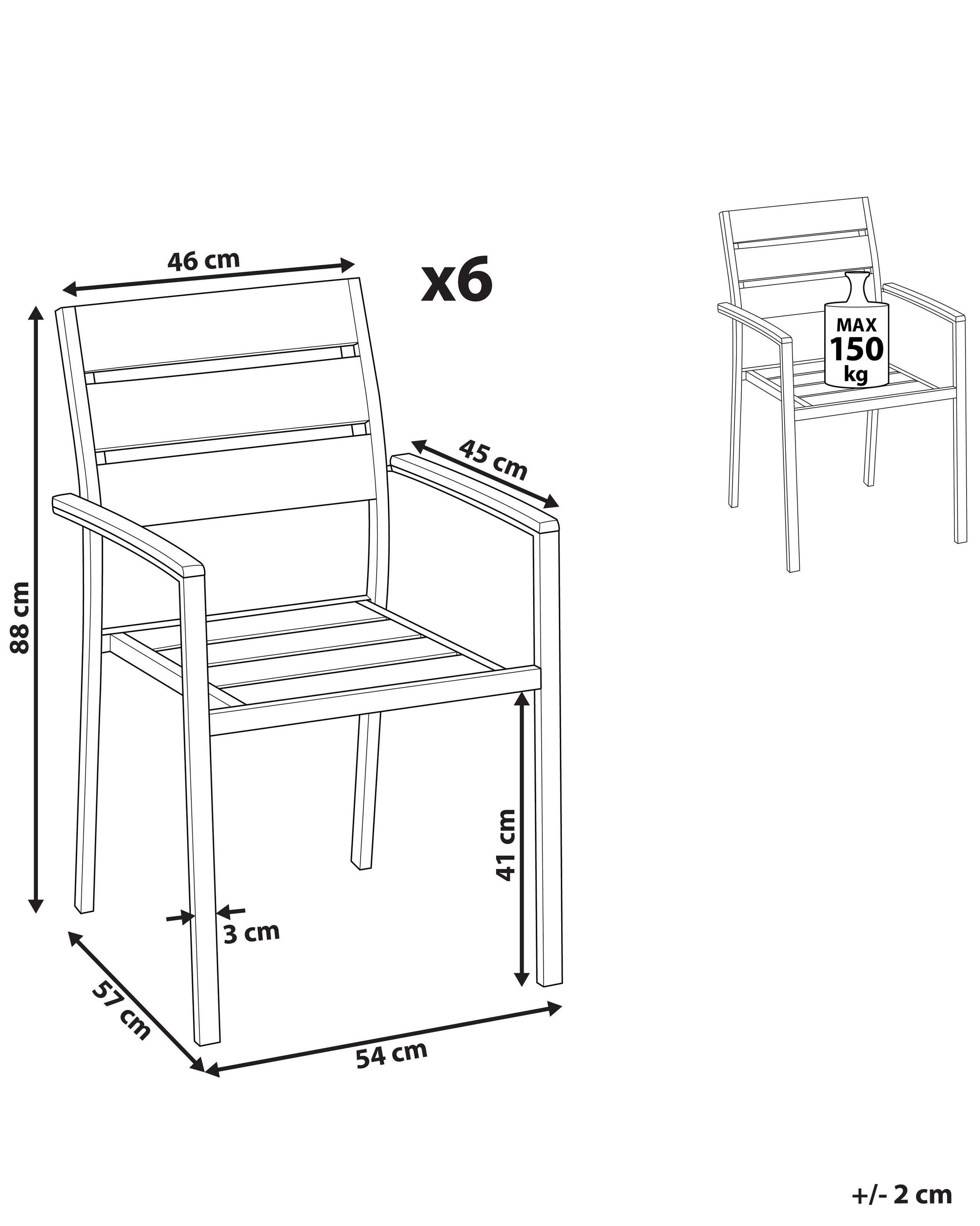 Beliani Set di 6 sedie da giardino en Legno plastico Moderno VERNIO  