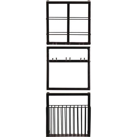 mutoni Wandregal Cotry antikschwarz 120x60x60 (3-tlg)  