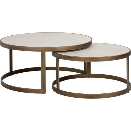 mutoni Table basse Whitebone 90x90 (lot de 2)  