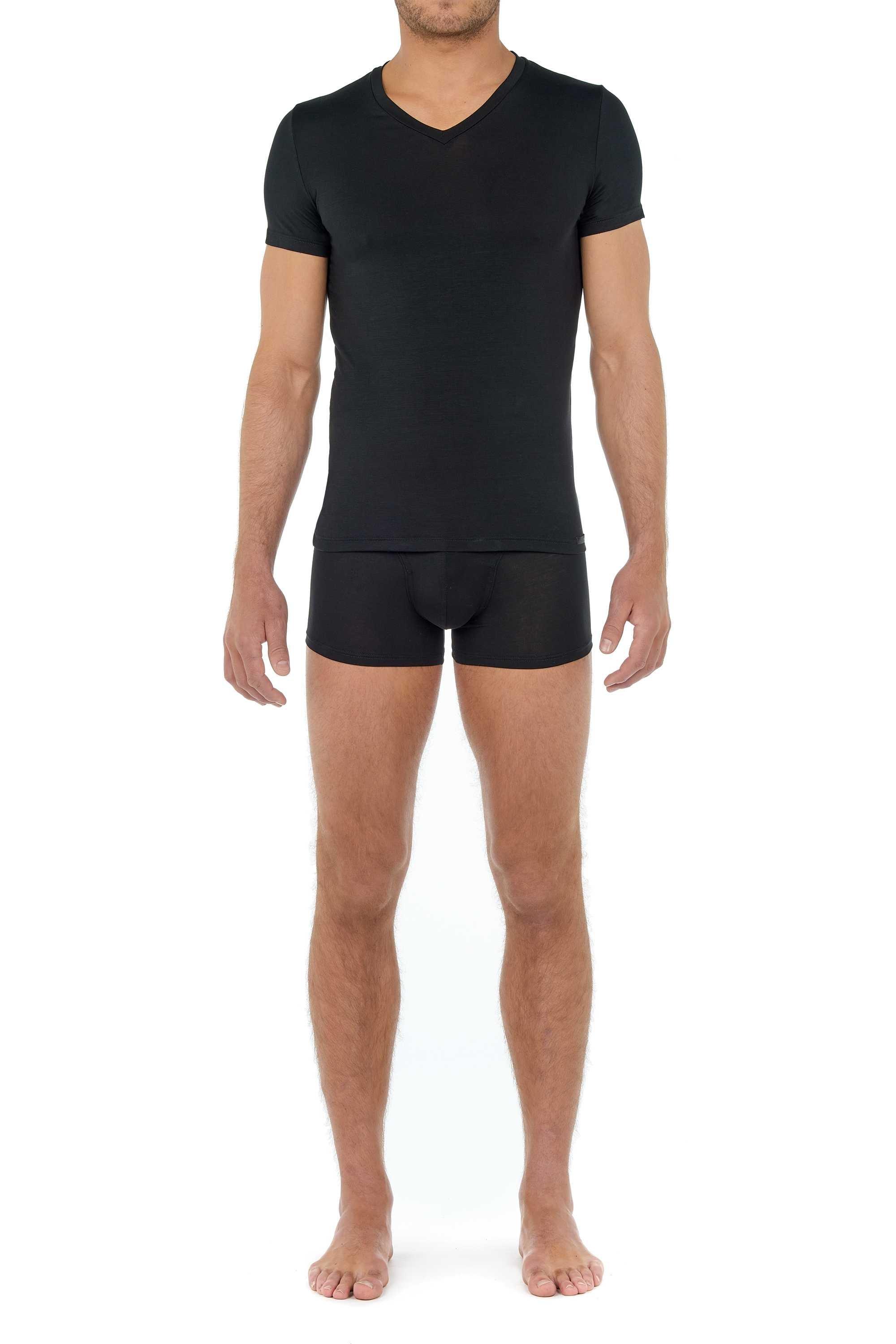 HOM Einfarbiges V-Ausschnitt Kurzarm T-Shirt  