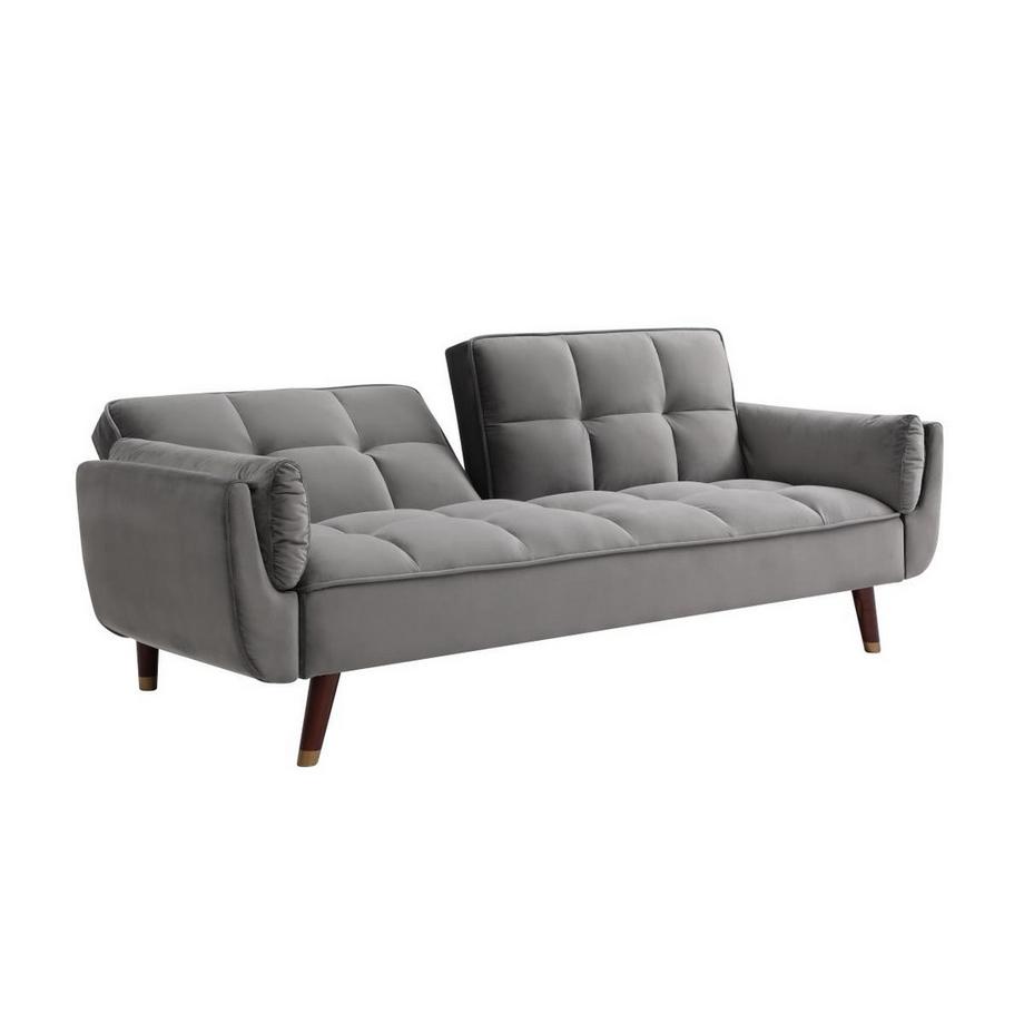 Vente-unique Canapé 3 places convertible clic-clac en velours gris GULCAN  