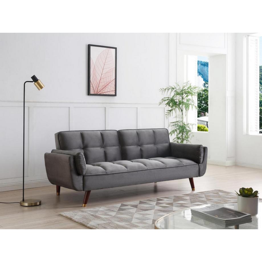 Vente-unique Canapé 3 places convertible clic-clac en velours gris GULCAN  