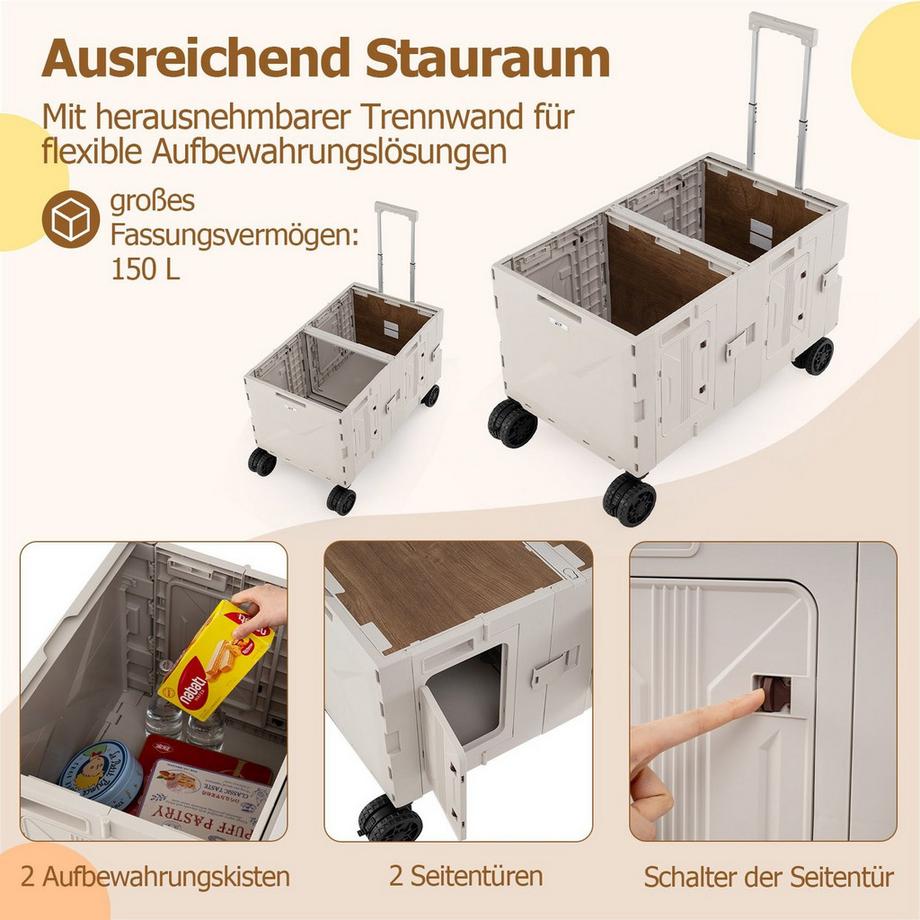 Northix Carrello pieghevole con piano da tavolo  