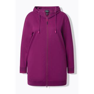 Ulla Popken Giacca oversize in felpa con pistagna cappuccio e zip a cursore doppio  