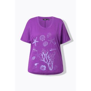 Ulla Popken Oversized Rundhals Halbarm T-Shirt Meerestiere Print  