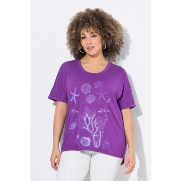 T-shirt dal taglio oversize con animali marini, scollo a girocollo e mezze maniche