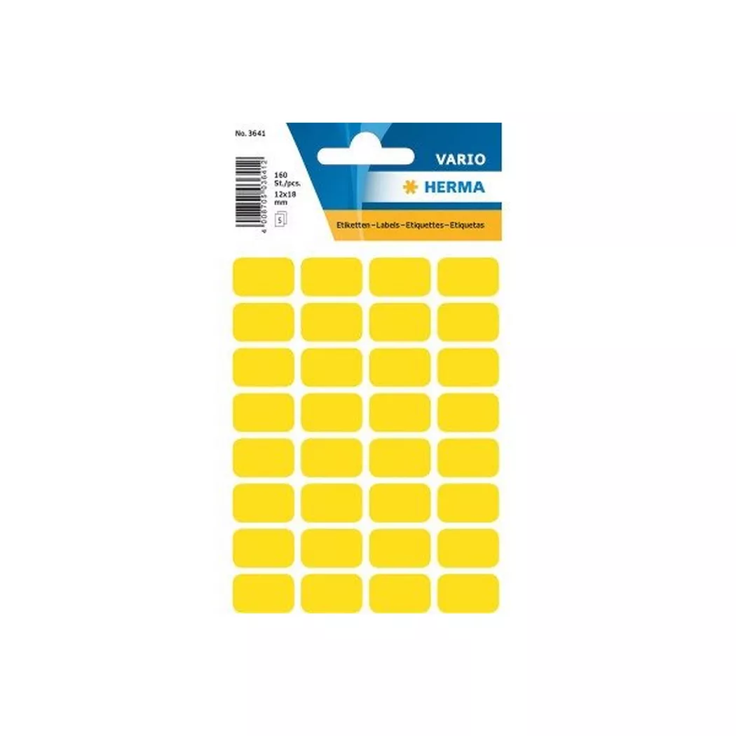 HERMA – Etiketten 12×18mm 3641 gelb 160 Stück, One Size