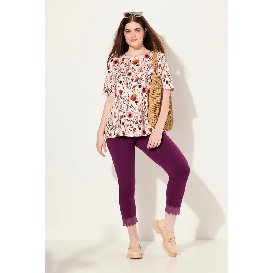 Ulla Popken Legging 7/8 Bordure Dentelle Coton Bio  