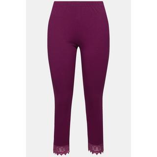 Ulla Popken  Leggings a 7/8 in cotone biologico con orli di pizzo 