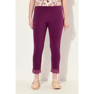 Ulla Popken  Leggings a 7/8 in cotone biologico con orli di pizzo 