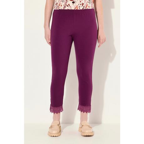 Ulla Popken  Leggings a 7/8 in cotone biologico con orli di pizzo 