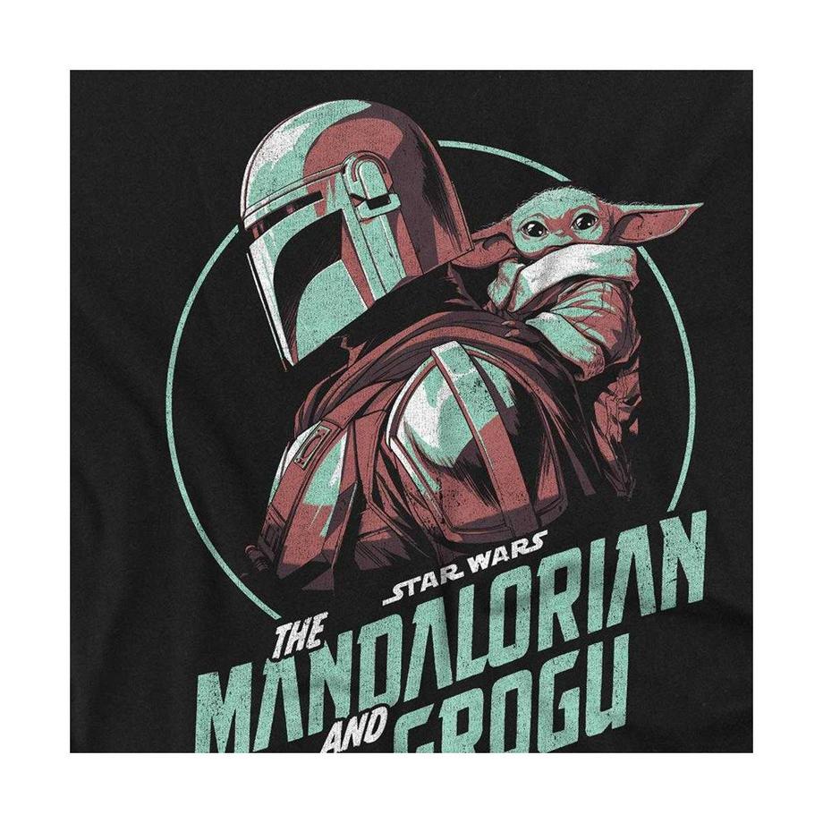 STAR WARS T-Shirt Manches Longues avec Imprimé Grogu et Mandalorien  