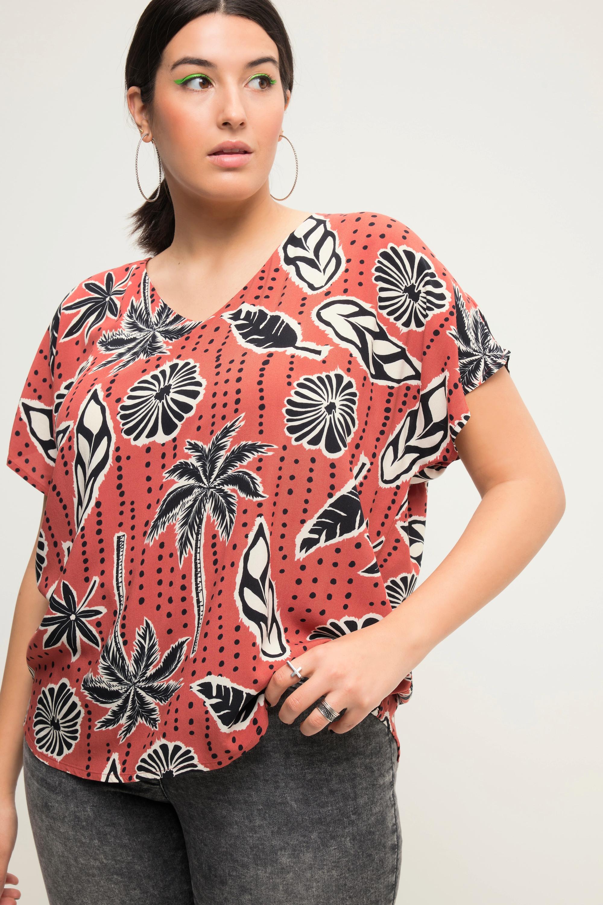 Studio Untold  Blouse oversized à encolure en V et imprimé feuilles de palmier 