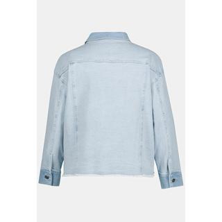 Ulla Popken  Jeansjacke, Fransensaum, kurze Form, zweifarbig 