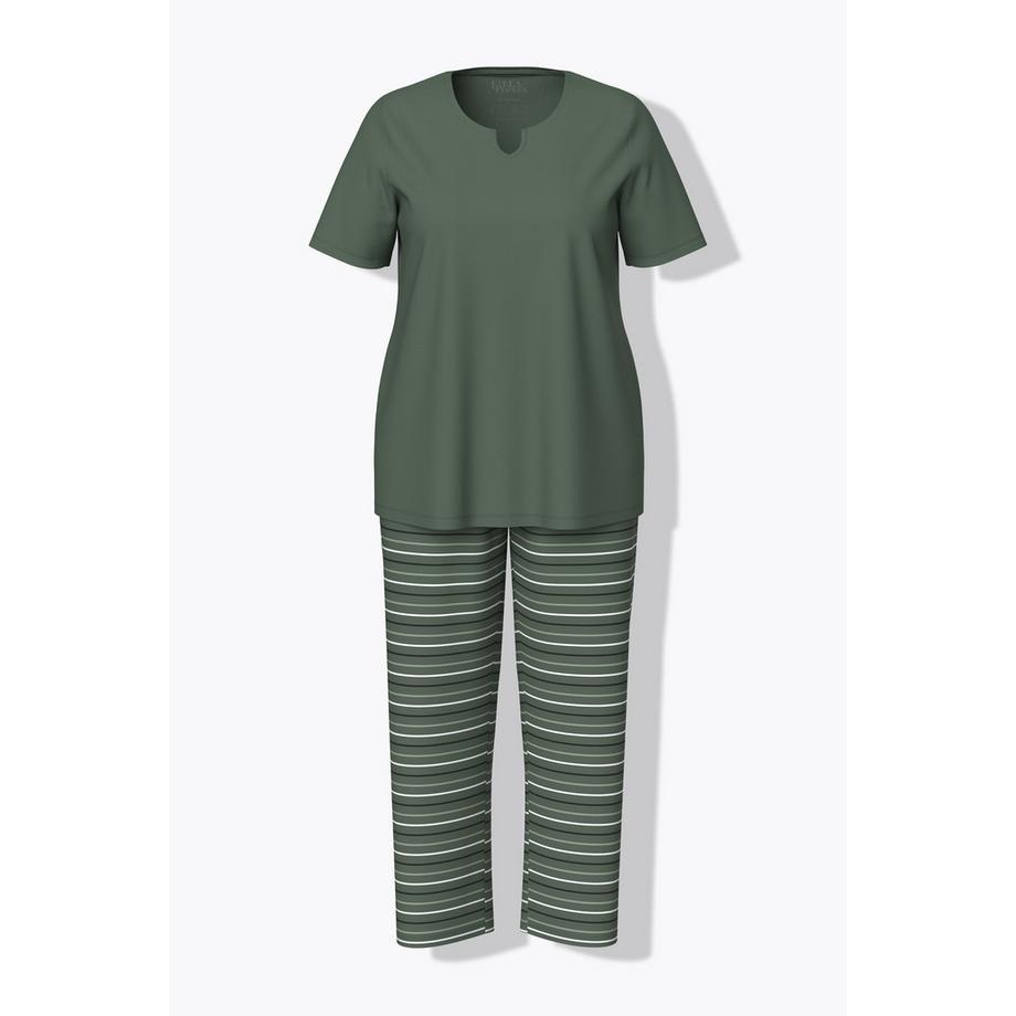 Ulla Popken Pigiama righe scollo a tunica mezze maniche  