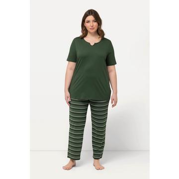 Pigiama con righe, scollo a tunica e mezze maniche