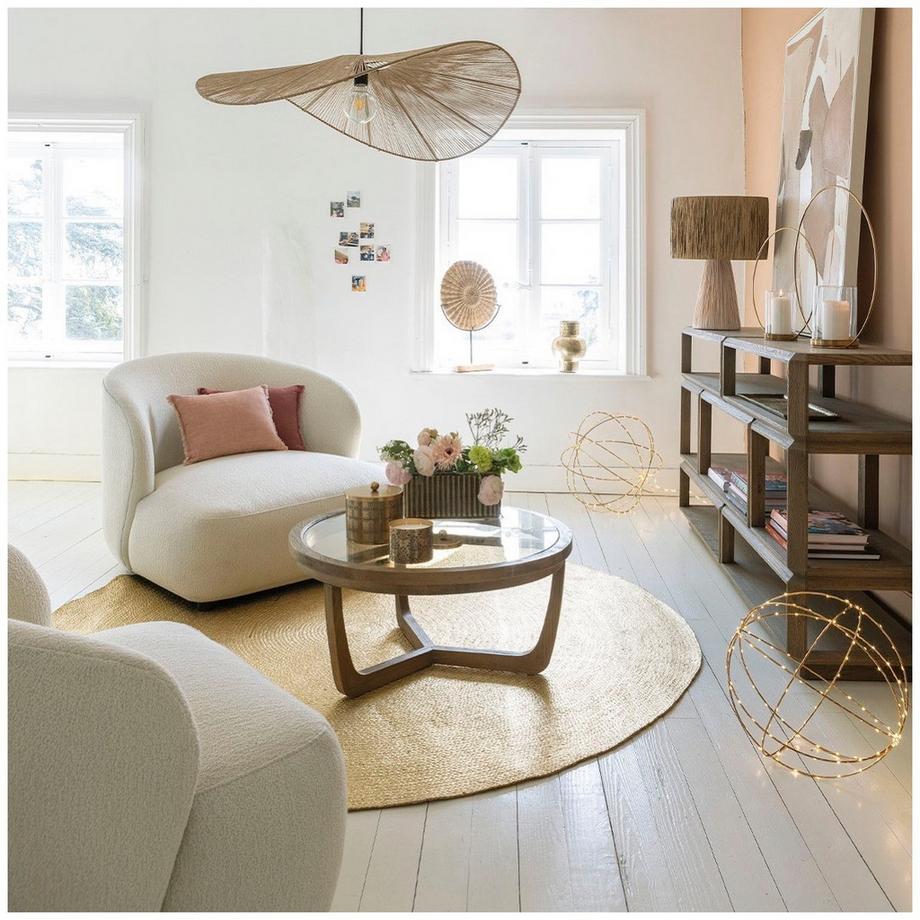 Blanc d'Ivoire Fauteuil Lisette Bouclé crème  