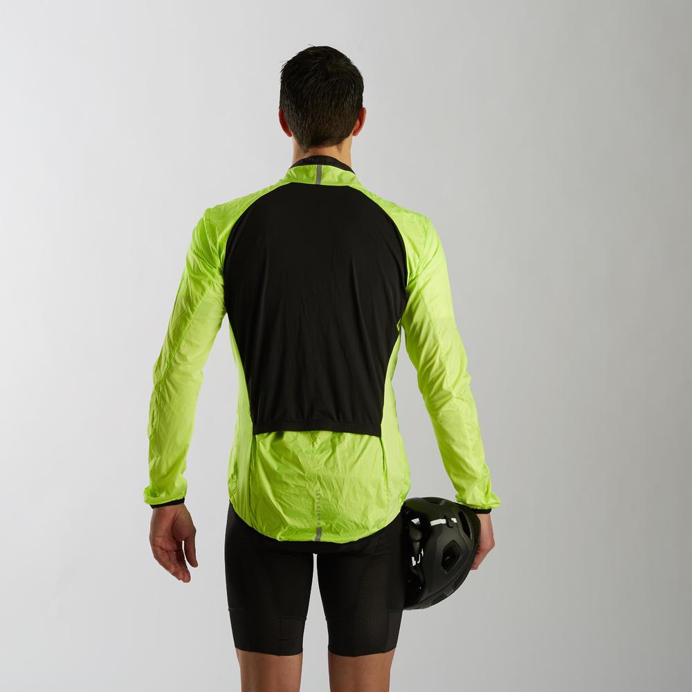 VAN RYSEL  COUPE-VENT MANCHE LONGUE ULTRA-LIGHT VELO ROUTE HOMME JAUNE 