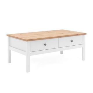 Calicosy Table Basse 2 tiroirs L100 cm - Décor Blanc - BERGEN  