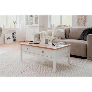 Calicosy Tavolino 2 cassetti L100 cm - Decorazione bianco e legno  