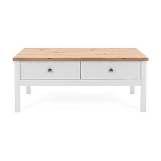 Calicosy Tavolino 2 cassetti L100 cm - Decorazione bianco e legno  