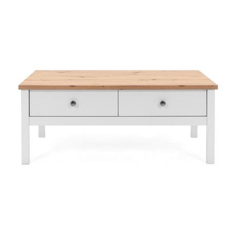 Calicosy Tavolino 2 cassetti L100 cm - Decorazione bianco e legno  