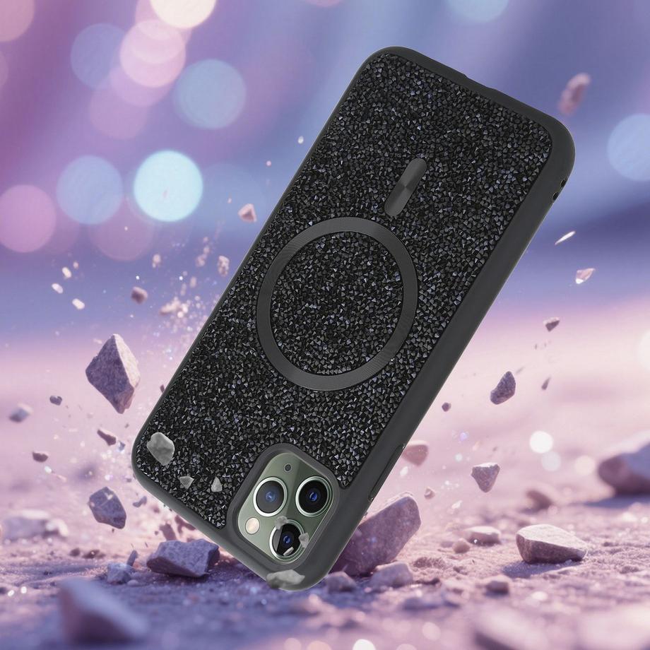 Cadorabo  iPhone 11 PRO MAX Hülle kompatibel mit MagSafe Glitzer Diamant Design 