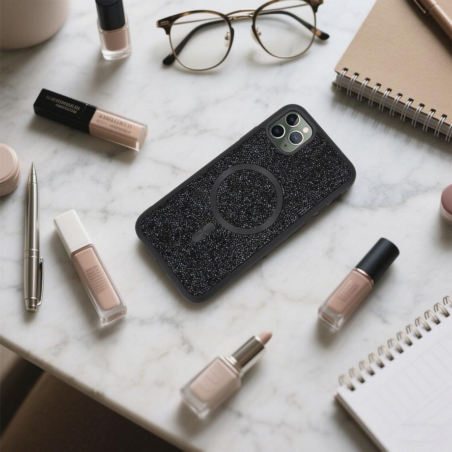 Cadorabo  iPhone 11 PRO MAX Hülle kompatibel mit MagSafe Glitzer Diamant Design 