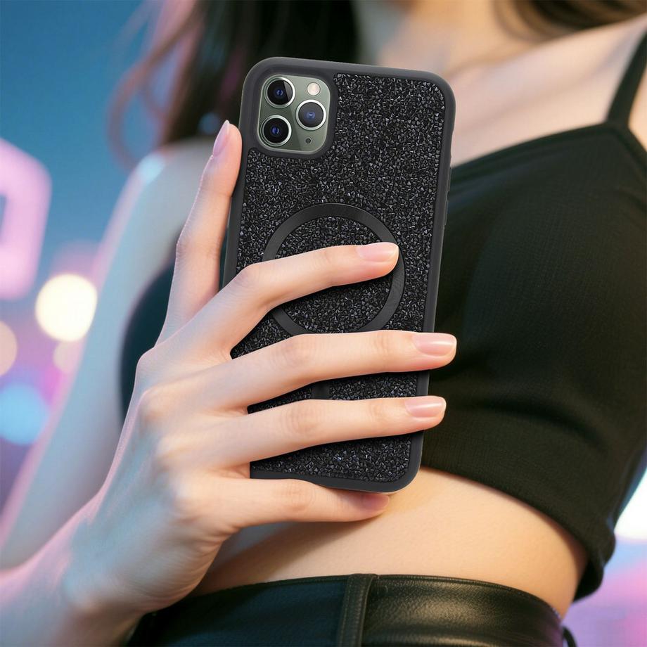 Cadorabo  iPhone 11 PRO MAX Hülle kompatibel mit MagSafe Glitzer Diamant Design 