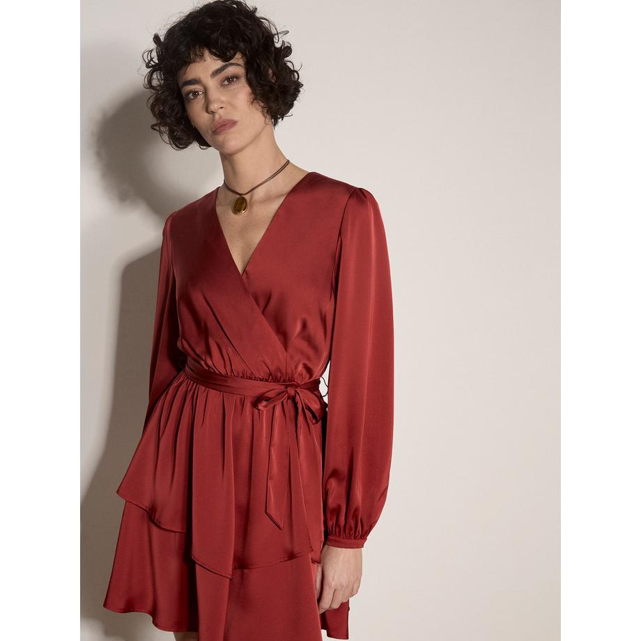 Mini-robe portefeuille en satin